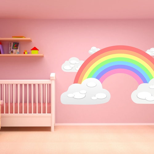 PASTEL RAINBOW & BUTTERFLIES Wall Sticker Decal Etsy