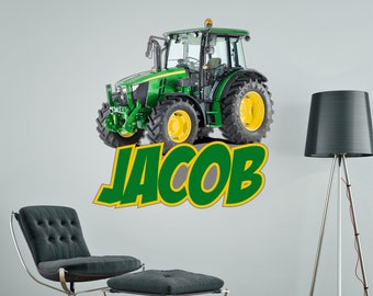 TRAKTOR FARM PERSONALISIERTE Wandaufkleber Jungen Schlafzimmer Dekor Aufkleber Wandbild Grafik besonders angefertigt