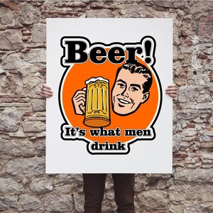 Beer print poster wall art Dad gift present Quote Funny Man Cave Garage