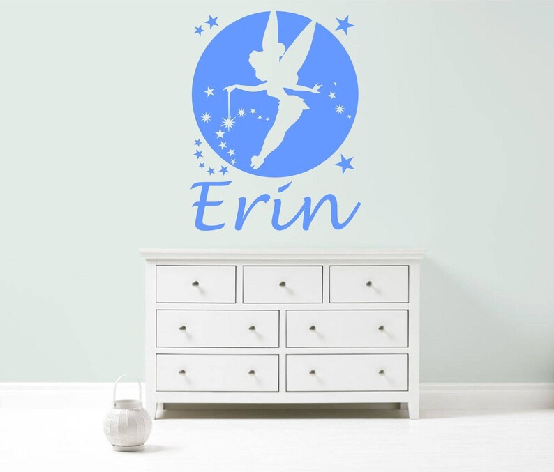 TINKERBELL FAIRY PRINCESS Personalised Wall Sticker children/'s nursery girl/'s bedroom decal art graphic mural