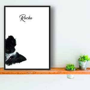Border Collie dog personalised print poster wall art peeper 2 gift present