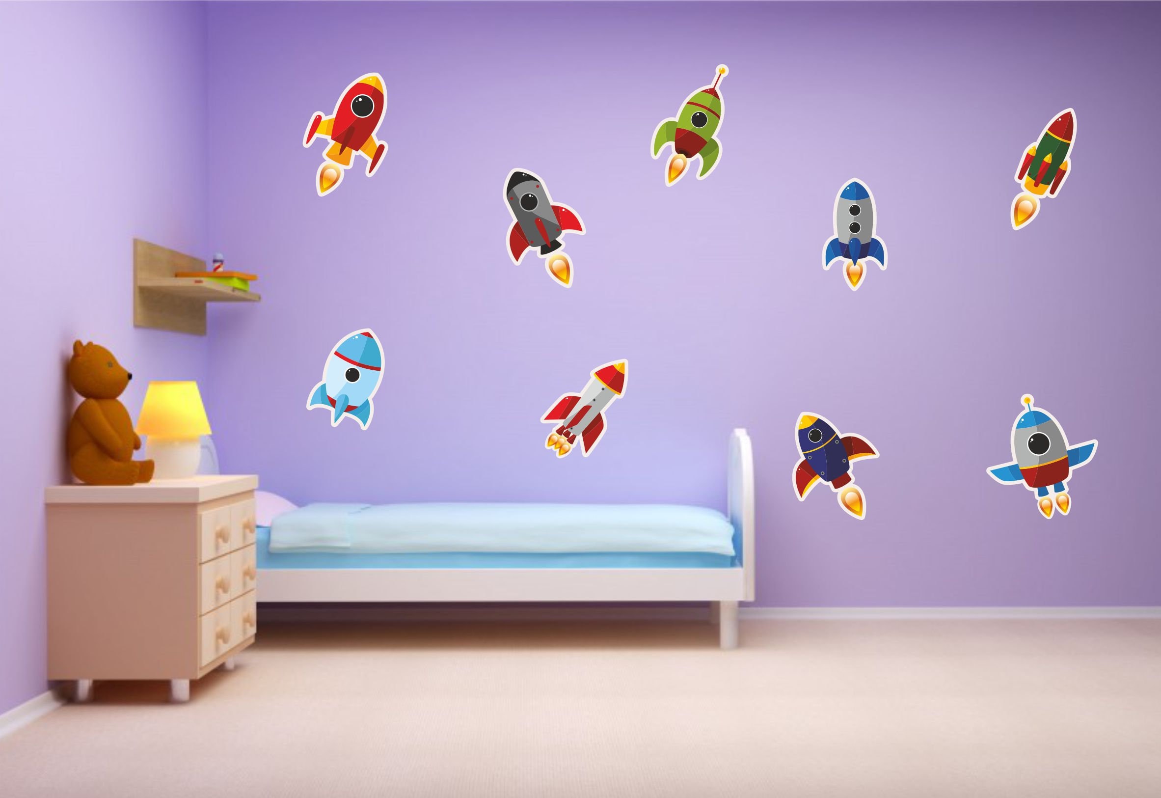 SPACESHIPS WALL STICKERS Pack Boys Bedroom Decal Art Space Etsy