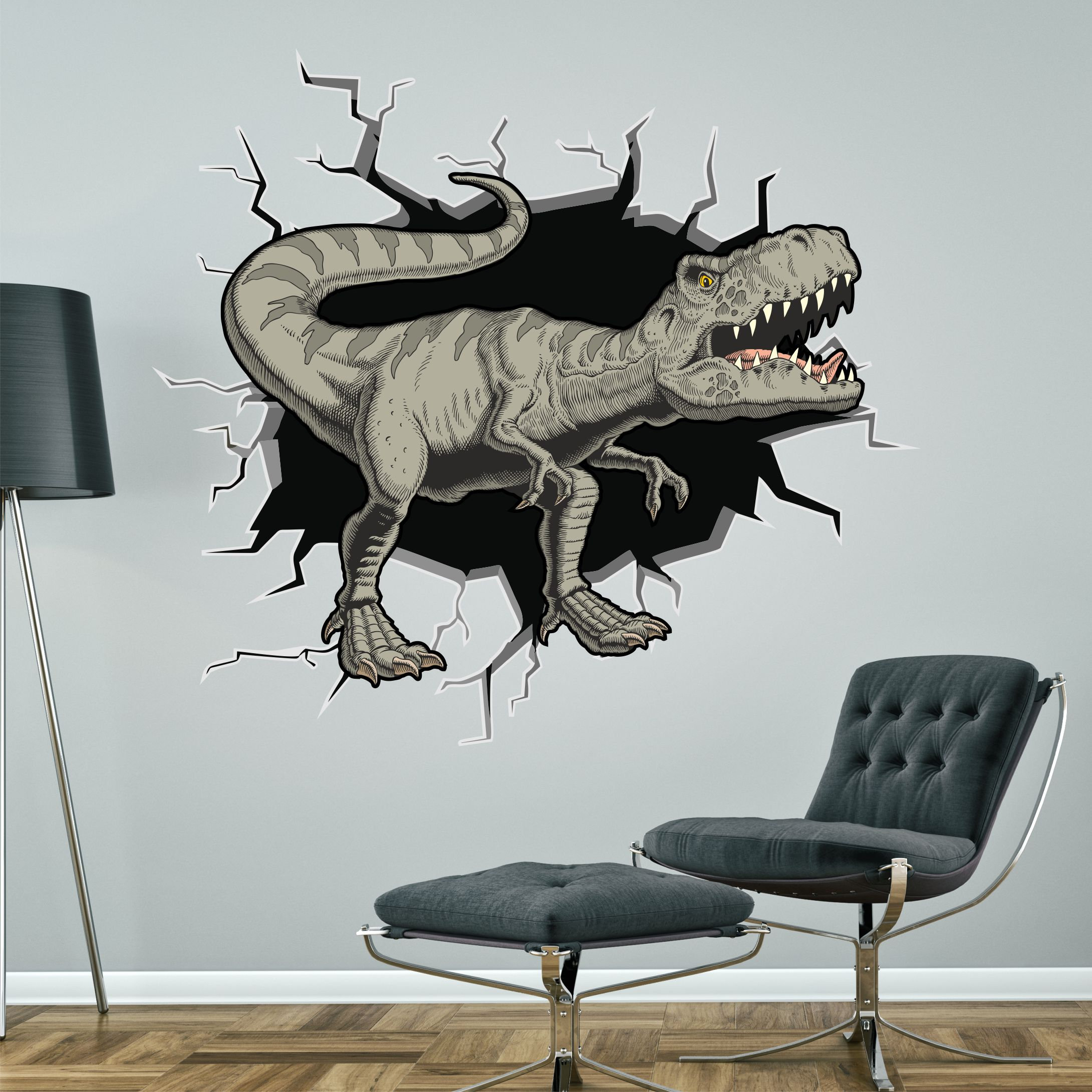 T-REX DINOSUAR Breaking Smashing Through Wall Sticker Boys - Etsy