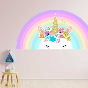Naklejka ścienna PASTEL UNICORN RAINBOW Lilac gładka