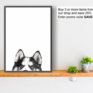 SIBERIAN HUSKY dog print poster wall art peeper gift present