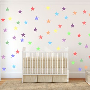 PASTEL RAINBOW STARS Subtle Soft Colours Sorbet Wall Art Sticker Kit decal graphic nursery decor