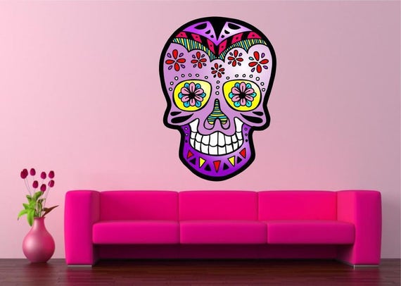 24 Aufkleber bunter Totenkopf DIY Wandtattoo Sticker Tattoo Set Schädel Skull