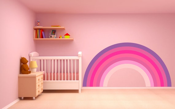 rainbow pink & purple pastel colours wall sticker decal | etsy