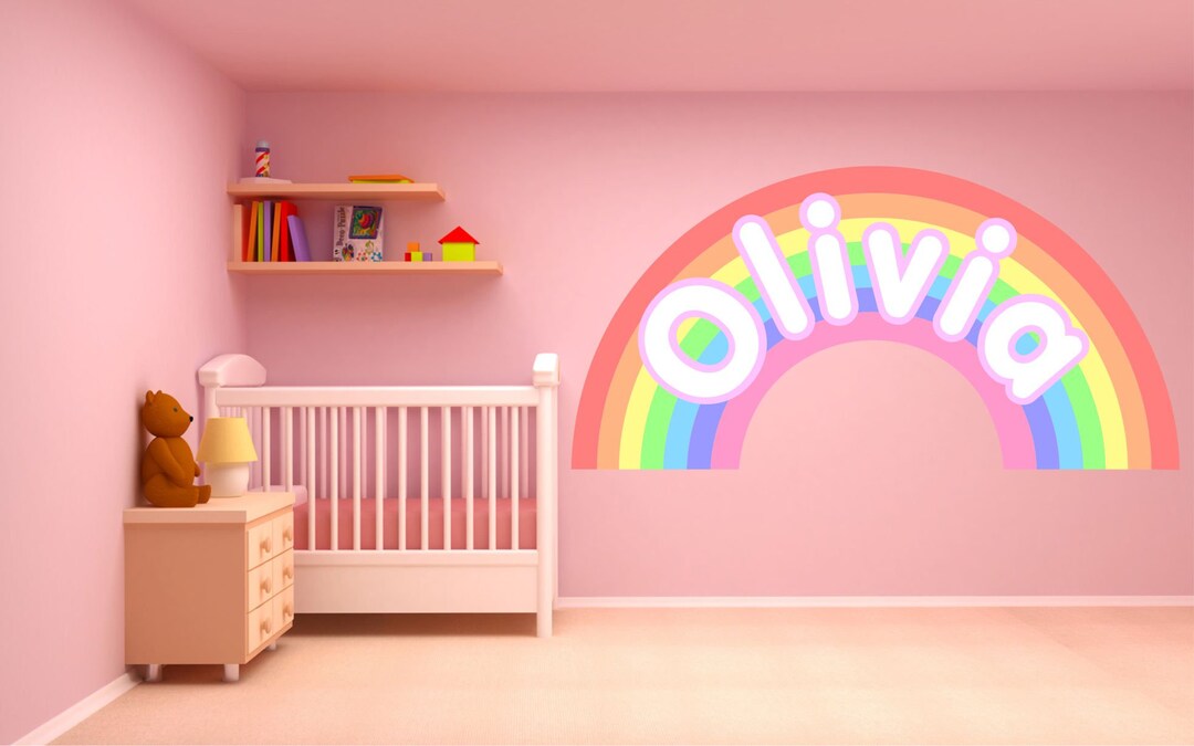 PERSONALISED PASTEL RAINBOW Nursery Wall Sticker Decal - Etsy
