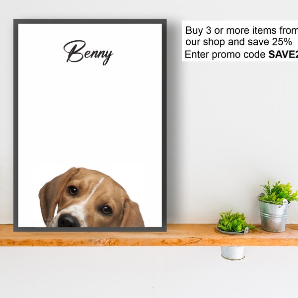 BEAGLE chien personnalisé impression affiche wall art peeper cadeau présent