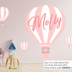 Heißluftballons Kinderzimmer 2023 Ideen Mädchen Wandsticker Personalisiertes Dekor Pastell Baby Rosa Kunst Schlafzimmer Aufkleber