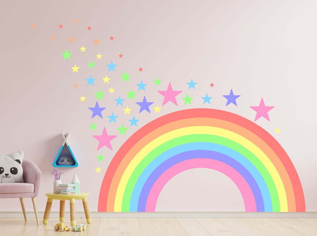 PASTEL RAINBOW & STARS Wall Sticker Nursery Decor Decal Etsy