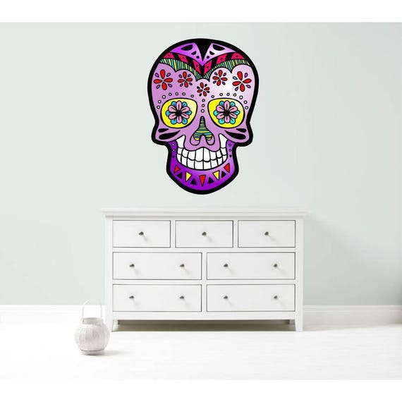 MEXICAN SUGAR SKULL TATTOO DESIGN CALAVERA WALL STICKER decal art vinyl 5 sizes MEXICAN SUGAR SKULL TATTOO DESIGN CALAVERA WALL STICKER decal art vinyl 5 sizes
