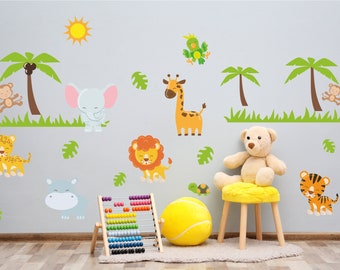 JUNGLE DIEREN muurstickers sticker kunst kinderkamer slaapkamer