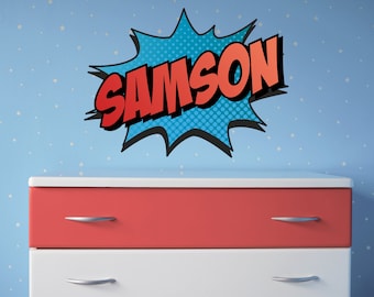Sticker art mural personnalisé nom super-héros Kapow Sticker Pop Art
