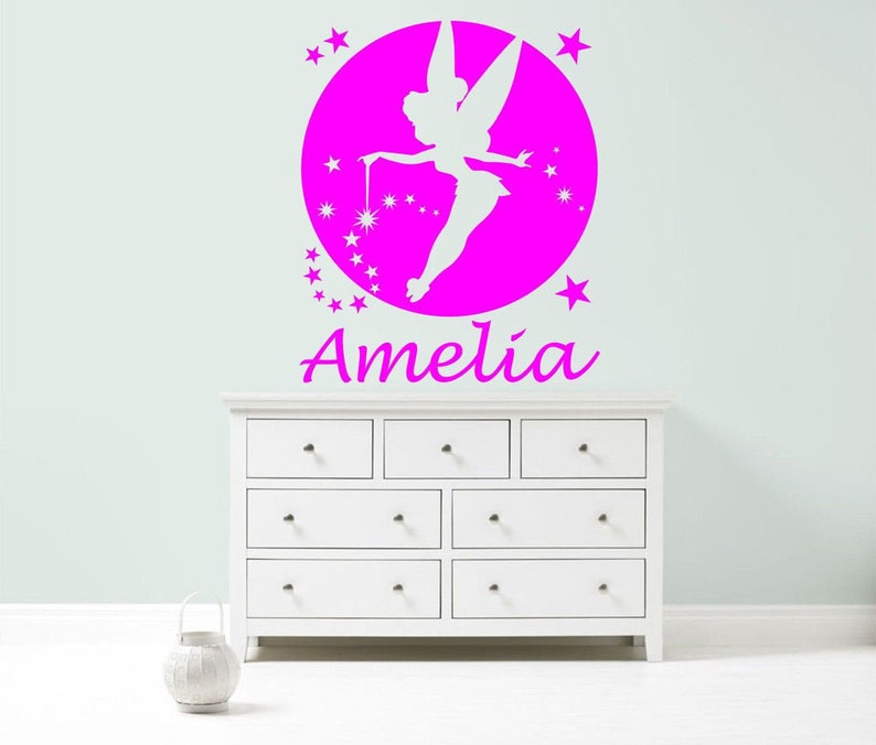 TINKERBELL FAIRY PRINCESS Personalised Wall Sticker children/'s nursery girl/'s bedroom decal art graphic mural
