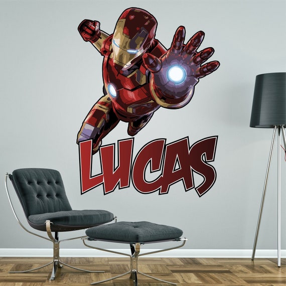 Ironman Superheroes Superhero Personalised Customised Wall Sticker Boys Bedroom Decal