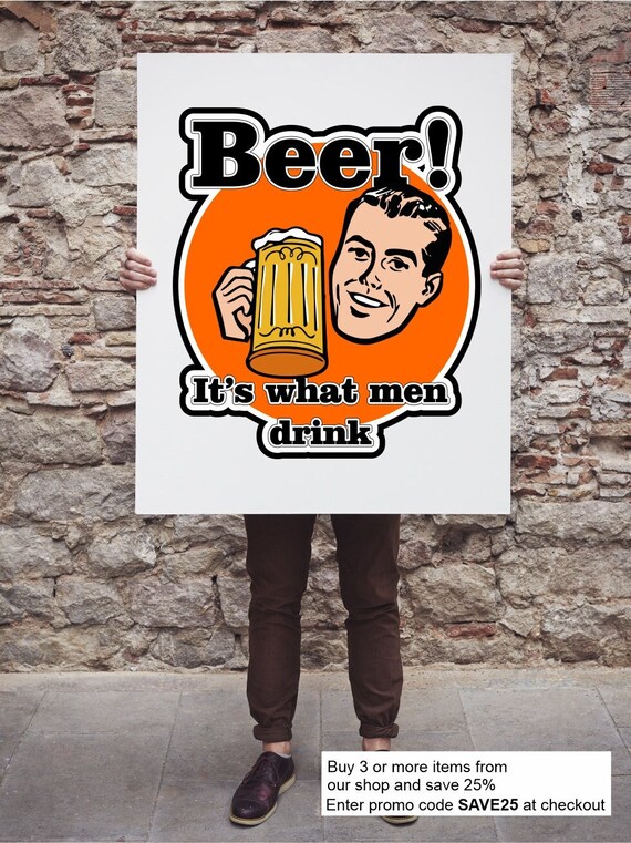Beer Print Poster Wall Art Dad Gift Present Quote Funny Man Cave
