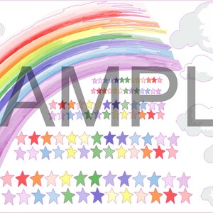 PASTEL PERSONALISED WATERCOLOUR rainbow & stars wall stickers decal image 2