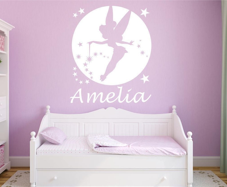 TINKERBELL FAIRY PRINCESS Personalised Wall Sticker children/'s nursery girl/'s bedroom decal art graphic mural