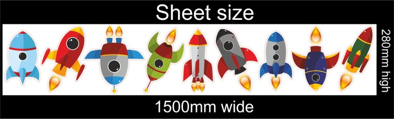 SPACESHIPS WALL STICKERS pack boys bedroom decal art space rockets