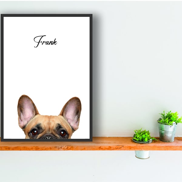 Bouledogue français personnalisé impression affiche art mural peepers Frenchie cadeau présent