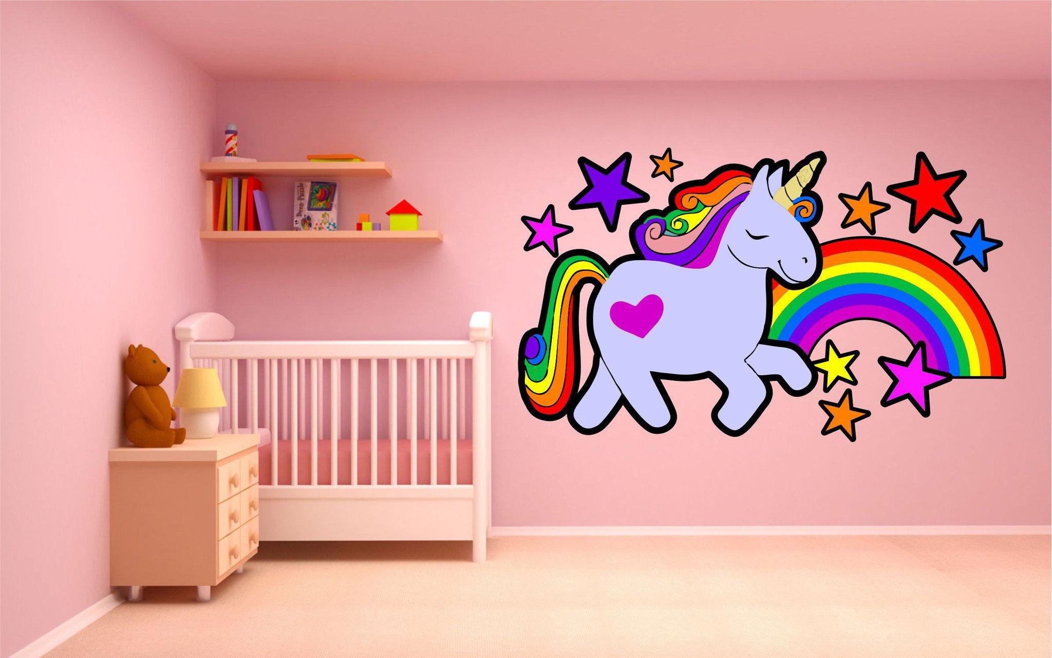 Pegatinas de Pared Unicornio Pegatinas Pared Arcoiris Vinilos Decorativos  Castillo Adhesivos Pared Habitacion Niña Infantiles Niños Bebés Dormitorios