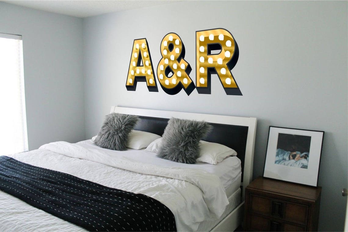 INITIALS Light up Illuminated Effect Letters Trendy Wall Etsy