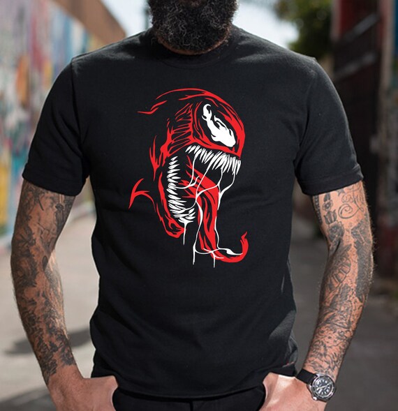Marvel Carnage Face Tee マーベル カーネイジ Tシャツ Amazon.com: Carnage Single Coated Red Painted Face Logo
