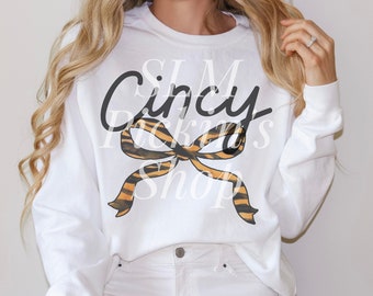 Unisex Cincinnati Bengals Coquette Comfort Colors Bluza z okrągłym dekoltem, Bluza z okrągłym dekoltem do futbolu amerykańskiego, Cute Bengals