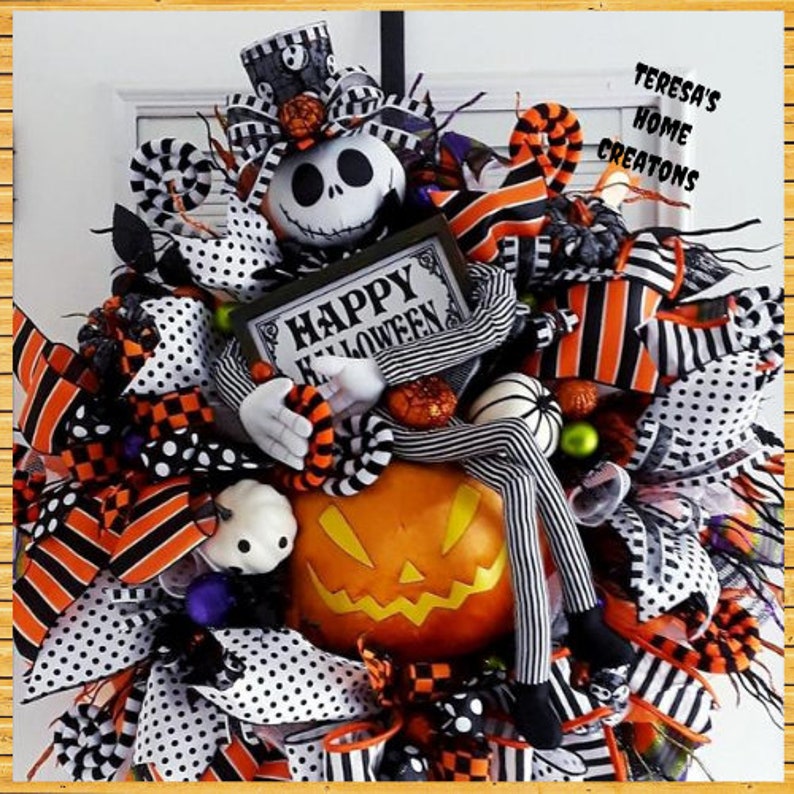 Deluxe Jack Skellington Wreaths Large Halloween Wreaths Etsy