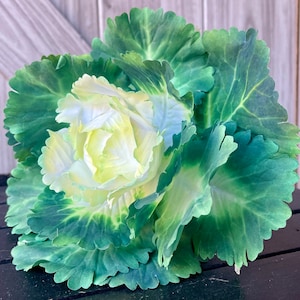 10&quot; Cabbage, Faux Green Cabbage, Artificial Cabbage, Green Cabbage, Cabbage Pick, Cabbage Bowl Filler, Faux Vegetable, Veggie Photo Prop