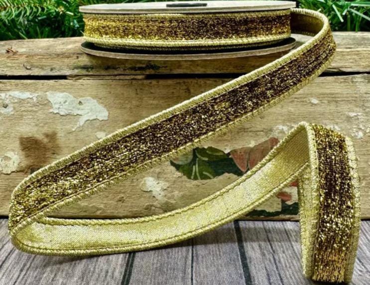 Lame Textured Velvet - Gold W/ Taffeta Fused Back D Stevens Wired