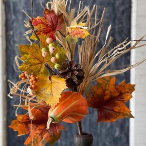 Faux Fall Gourd & Maple Leaf Spray: 18" Harvest Bush