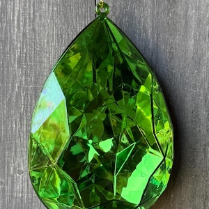 6" Acrylic Mirror Gem Drop Ornament, Emerald Green, Jewel Christmas Holiday Tree Home Decor, 6" Long