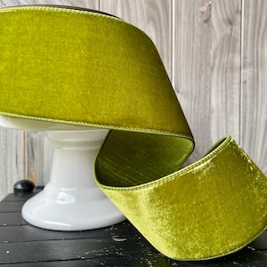 d Stevens, 10 yards, 4 Inch Wired Ribbon, Moss Green Ribbon, Velvet Ribbon, Green Ribbon, Holiday Ribbon, Designer Ribbon, Luxury Ribbon