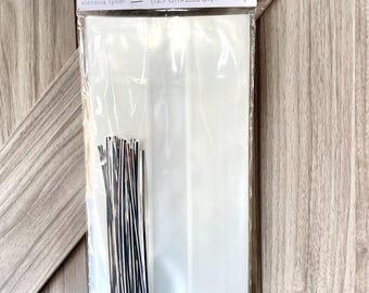 Clear Cello Treat Bags - 60 bags, Expandable with Twist Ties (5x11.25 in)