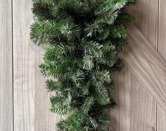 Faux Evergreen Swag, Teardrop Pine, 24 Inch Long