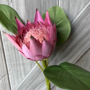 4&quot; King Protea, Pink Protea Stem, Pink Floral Spray, King Protea Stem, Wreath Flowers, Faux Pink Protea, Protea Flower, Wedding Flowers