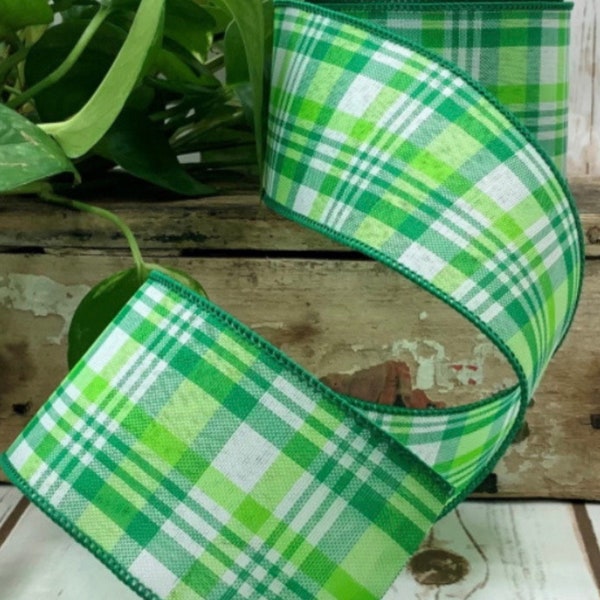 Green Plaid Ribbon Etsy