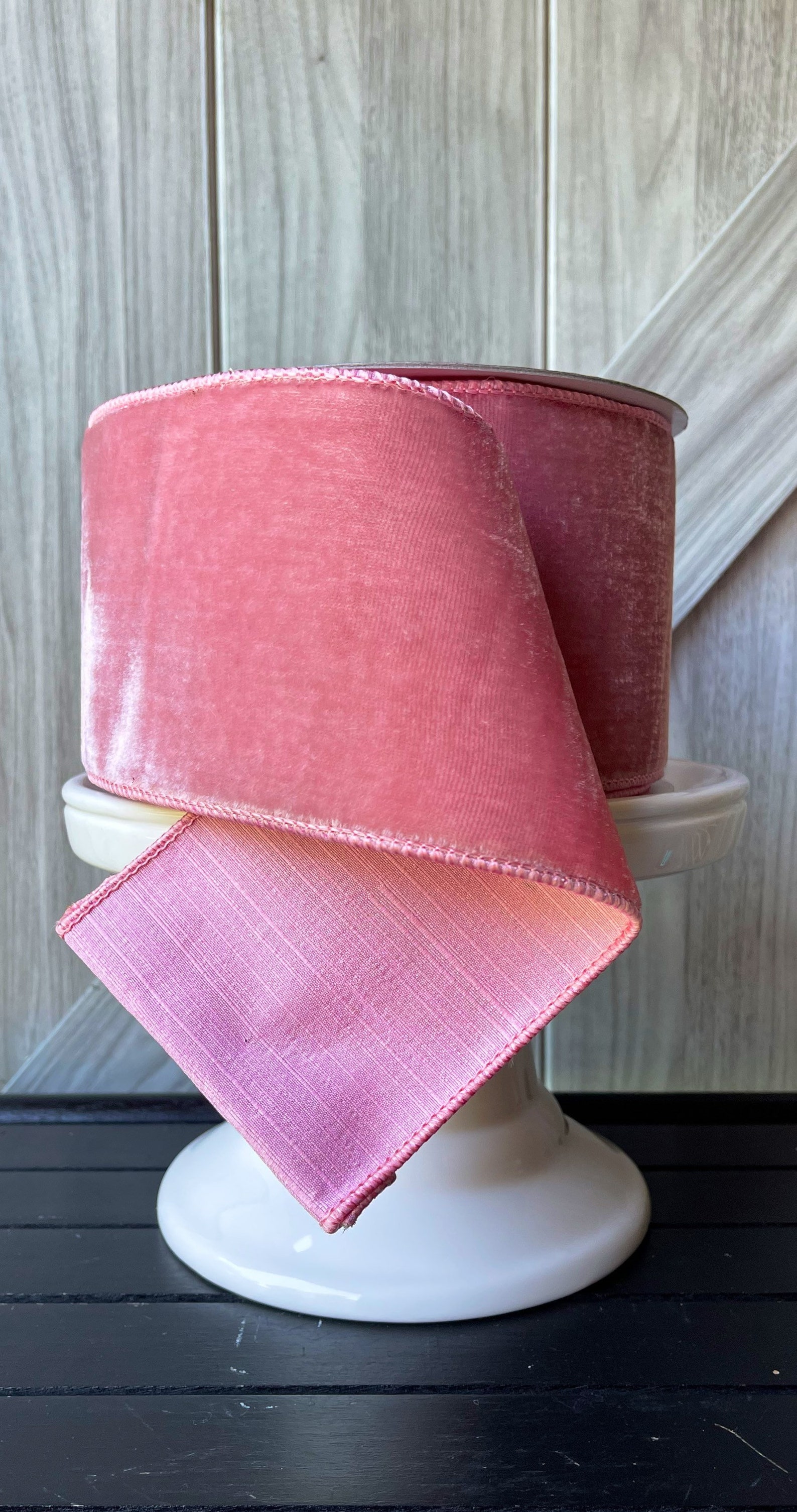 10 yards 4 Inch Wire Ribbon Velvet Wired Ribbon Velvet Pink Etsy