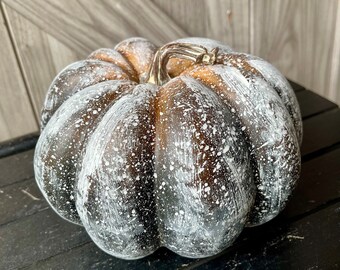 8" Faux Pumpkin, Pumpkin Décor, Faux Pumpkin, Fall Faux Pumpkin, Fake Brown Pumpkin, whitewash pumpkin, Autumn Pumpkin, Fall Brown Pumpkin