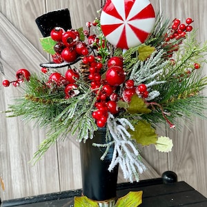 Snowman Hat Decor, Winter Centerpiece, Snowman Decor,  Snowman Hat, Holiday Home Decor, Holiday Table Centerpiece, Holiday Snowman Decor