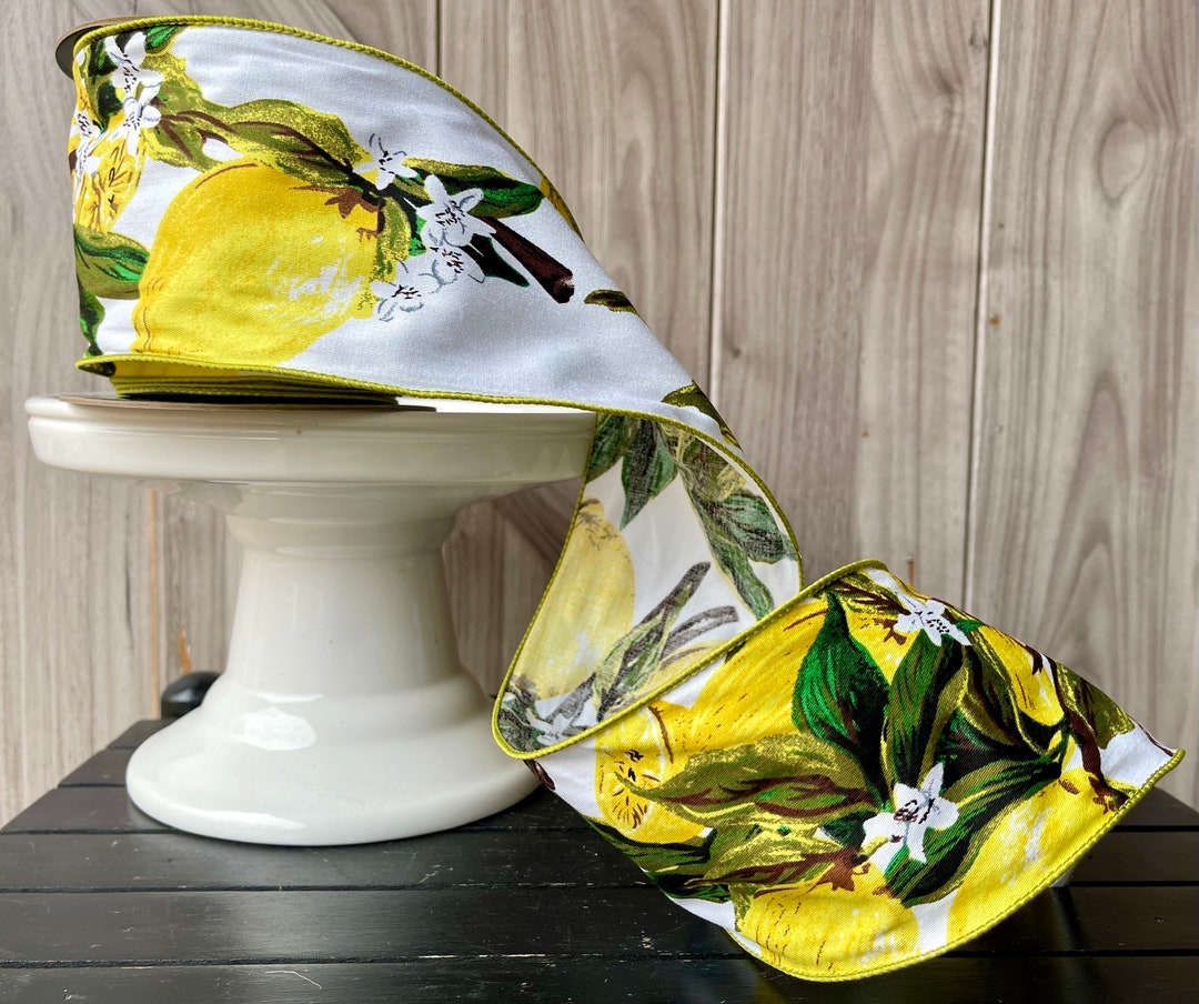Lemon and Leaf Regency Wired Ribbon, 4