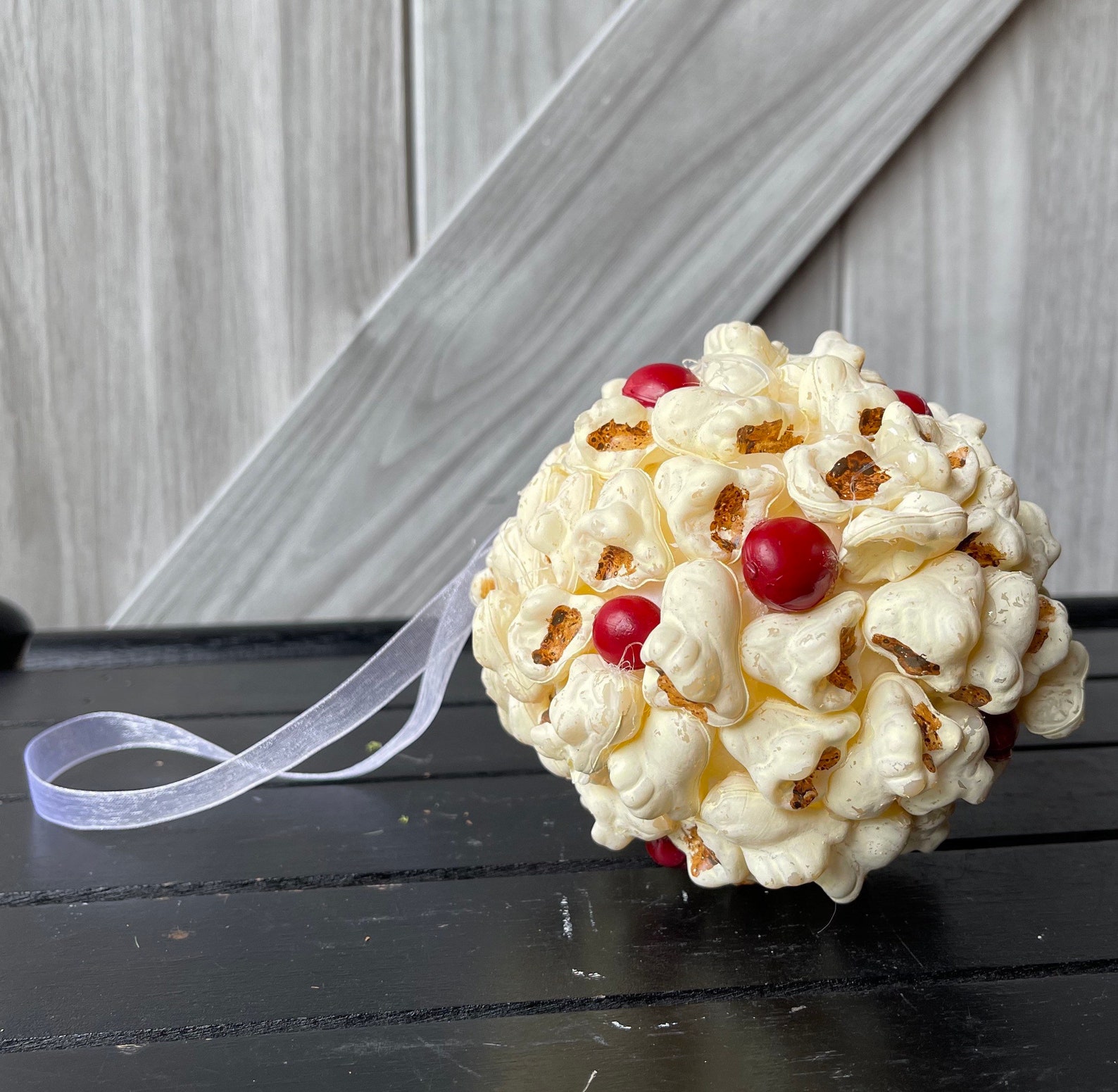 4 Popcorn Ornament Ball Ornament Popcorn Ball Holiday Etsy