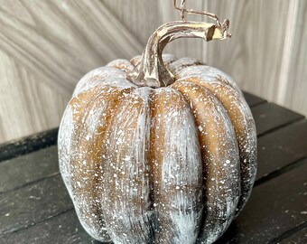 6" Faux Pumpkin, Pumpkin Décor, Faux Pumpkin, Fall Faux Pumpkin, Fake Brown Pumpkin, whitewash pumpkin, Autumn Pumpkin, Fall Brown Pumpkin