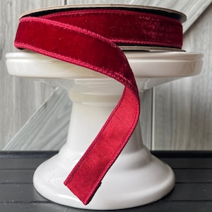 d Stevens, 10 yards, 1 Inch Wired Ribbon, Vintage Red Ribbon, Deep Red Ribbon, Dark Red Ribbon, Velvet Ribbon, Luxury Ribbon, Holiday Ribbon