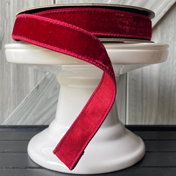 d Stevens, 10 yards, 1 Inch Wired Ribbon, Vintage Red Ribbon, Deep Red Ribbon, Dark Red Ribbon, Velvet Ribbon, Luxury Ribbon, Holiday Ribbon