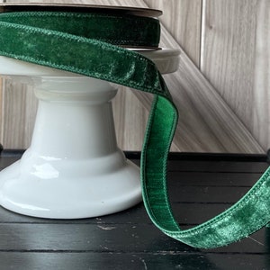 d Stevens, 10 yards, 1 Inch Wire Ribbon, Green Velvet Ribbon, Pine Green Ribbon, Velvet Ribbon, Holiday Ribbon, Luxury Ribbon, wreath ribbon