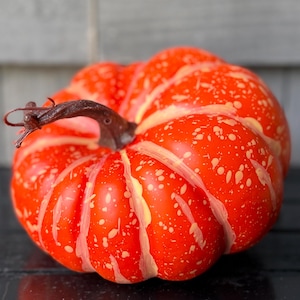 7" Faux Orange Pumpkin, SET OF 2, Flat Pumpkin Home Decor, Fall Wreath Decoration, 7" Tall, 7" Diameter